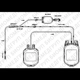 Мешок для крови сдвоенный, CPDA1, 250/200 с устройством для защиты иглы, адаптером для вакуумной пр