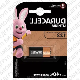 Батарейка Duracell CR123 3V литиевая, 1BL, 1 шт