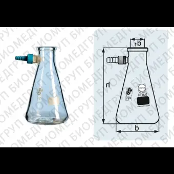 Колба Бунзена, 2000 мл, горловина 60 мм, со пластиковым отводом, 1 шт., DWK Life Sciences Duran, Wheaton, Kimble, 212046351