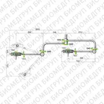 Orion 4040  операционный потолочный бестеневой LED светильник, двухкупольное исполнение