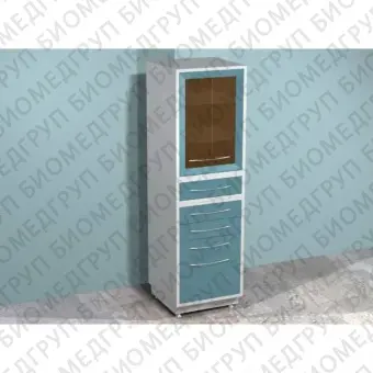 Шкаф AR64 с распашной застекленной дверью, двумя стеклянными полками, пятью выдвижными ящиками, бактерицидной лампой Philips